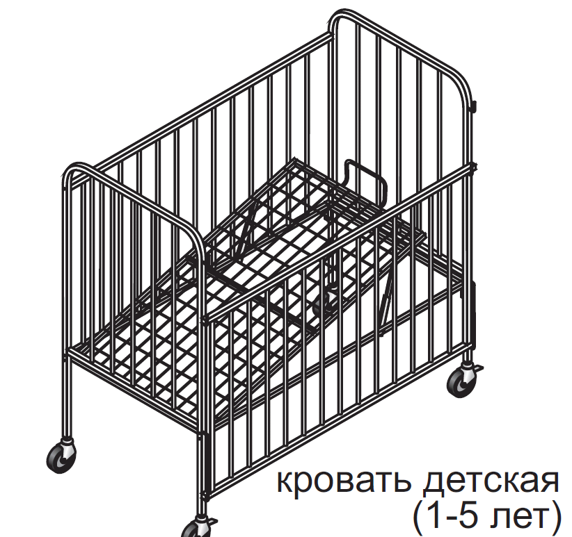 Кровать детская (1-5 лет) с ограждением, регулируемым по высоте, матрац КДФ