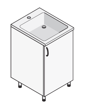 Тумба металлическая с мойкой ТМм-1