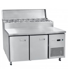 Стол холодильный СХС-70-01П, 2 двери, 2 полки под GN 1/1, среднетемпературный, для пиццы, t (-2+8°С), 1435х700х1090 мм, GN 1/4 - 8 шт.