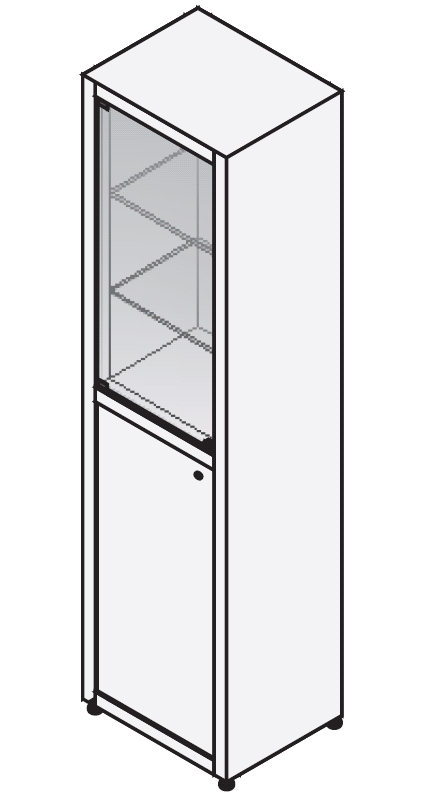 Шкаф, 400*300*1750 мм, двухсекционный, дверки стекло/металл