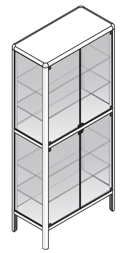 Шкаф - витрина, двухсекционный, 800*400*1700 мм