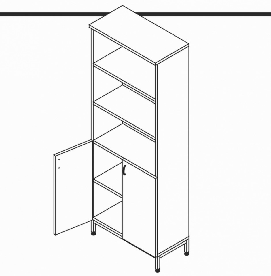 Шкаф для документов, 3 открытые полки, 800*400*1900 мм
