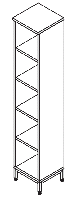 Шкаф-пенал, 5 открытых полок, 400*400*1900 мм