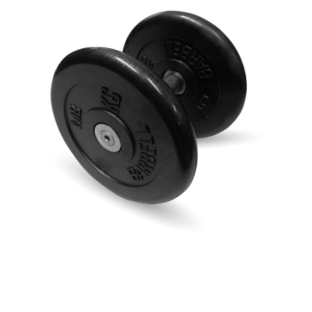 Гантель чёрная, неразборная, с вращающейся хромированной ручкой, 6 кг