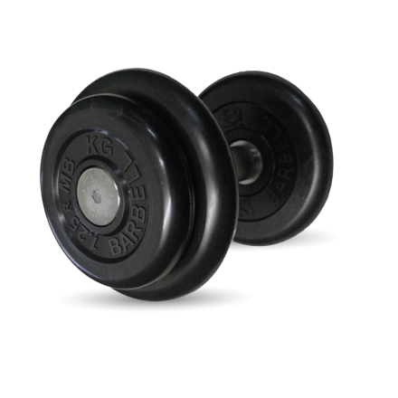 Гантель чёрная, неразборная, с вращающейся хромированной ручкой, 8,5 кг