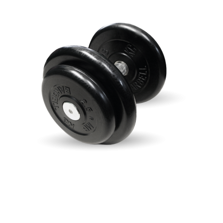 Гантель чёрная, неразборная, с вращающейся хромированной ручкой, 16 кг