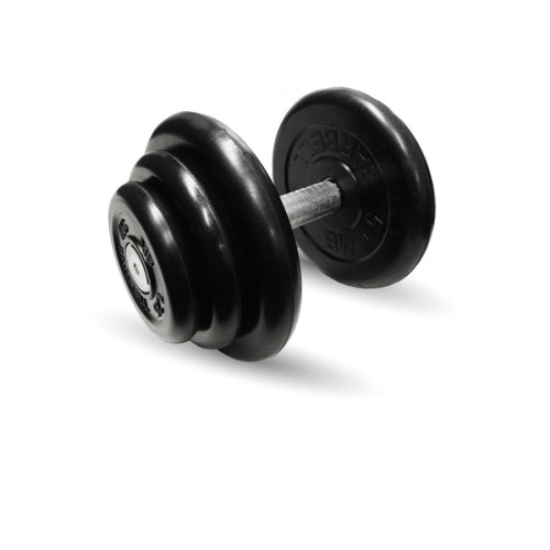 Гантель чёрная, неразборная, с вращающейся хромированной ручкой, 18,5 кг