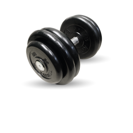 Гантель чёрная, неразборная, с вращающейся хромированной ручкой, 23,5 кг