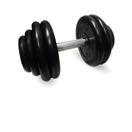 Гантель чёрная, неразборная, с вращающейся хромированной ручкой, 28,5 кг