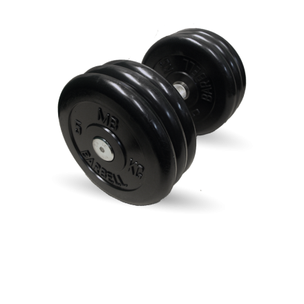 Гантель чёрная, неразборная, с вращающейся хромированной ручкой, 31 кг