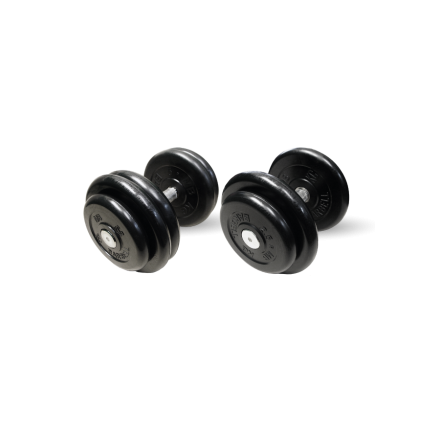 Гантель чёрная, неразборная, с вращающейся хромированной ручкой, 61 кг