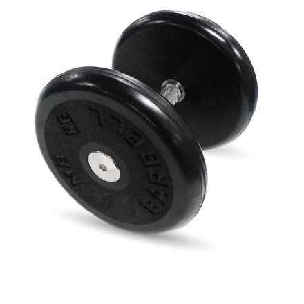 Гантель неразборная (классик) с вращающейся хромированной ручкой - чёрная, 11 кг