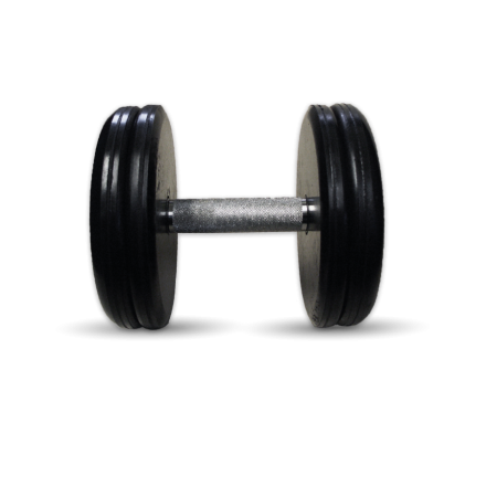 Гантель неразборная (классик) с вращающейся хромированной ручкой - чёрная, 22 кг