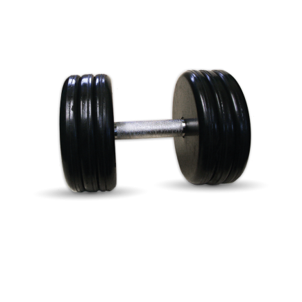 Гантель неразборная (классик) с вращающейся хромированной ручкой - чёрная, 33 кг