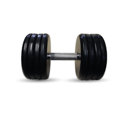 Гантель неразборная (классик) с вращающейся хромированной ручкой - чёрная, 42 кг