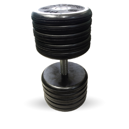 Гантель неразборная (классик) с вращающейся хромированной ручкой - чёрная, 53 кг