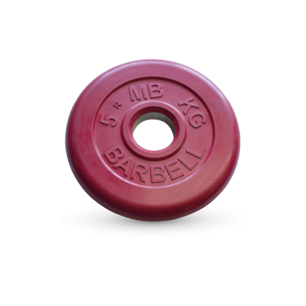 Диск обрезиненный, красный, 50 мм, 5 кг