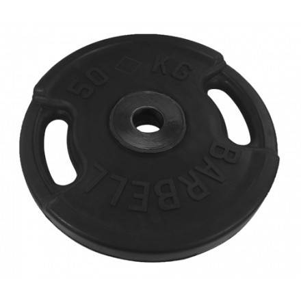 Диск обрезиненный, чёрный, евро-классик с ручками, 50 кг