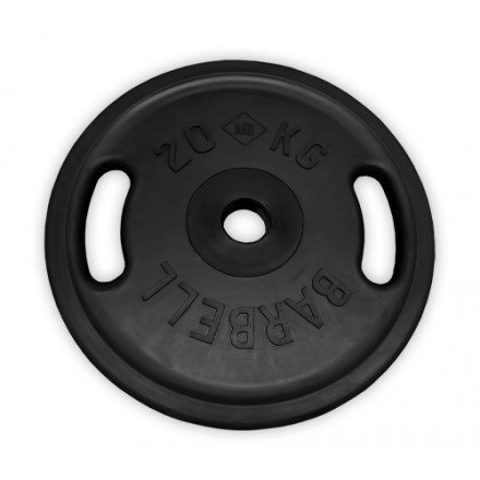 Диск обрезиненный, чёрный, евро-классик с ручками, 20 кг