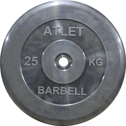 Диск обрезиненный, чёрного цвета, 31 мм, 25 кг  Atlet