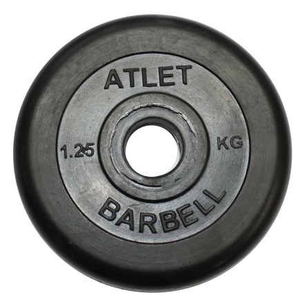 Диск обрезиненный, чёрного цвета, 31 мм, 1,25 кг  Atlet