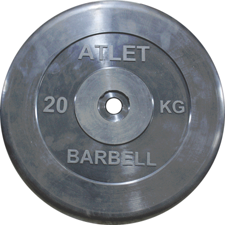 Диск обрезиненный, чёрного цвета, 26 мм, 20 кг  Atlet