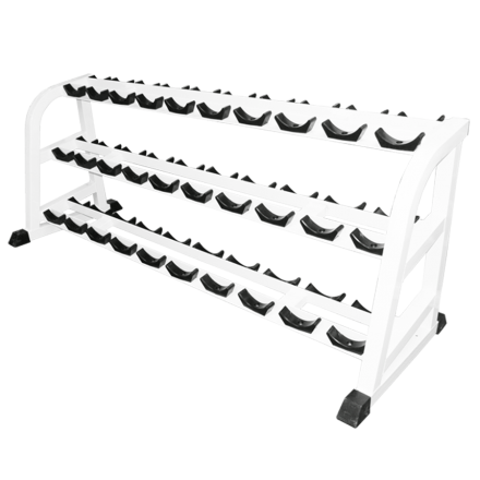 Стойка для хранения профессиональных гантелей на 15 пар трехъярусная.