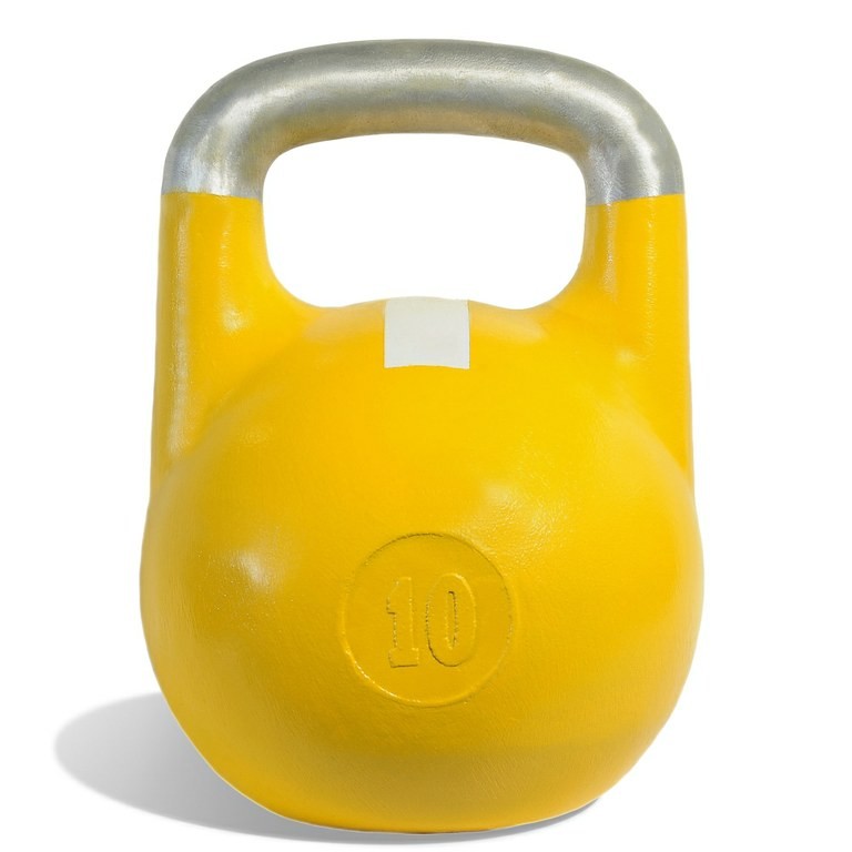 Гиря чемпионская 10 кг (желтая с белой полосой)