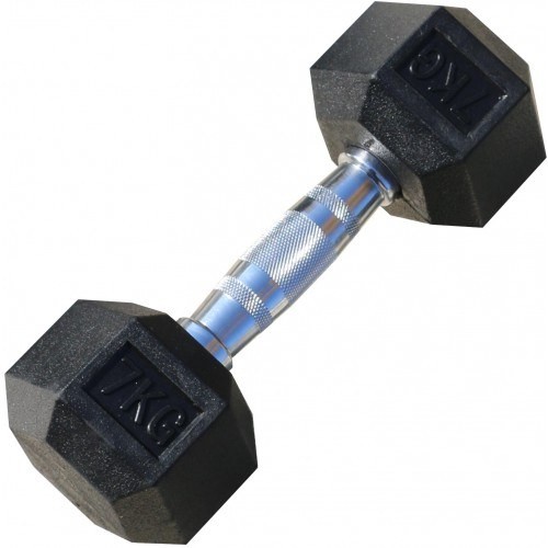 Гантель гексагональная обрезиненная, 7кг