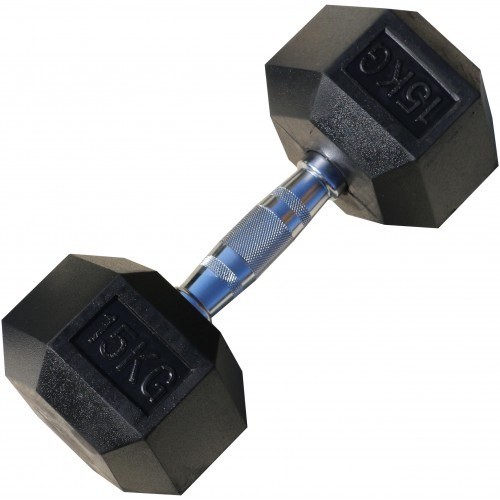 Гантель гексагональная обрезиненная, 15кг