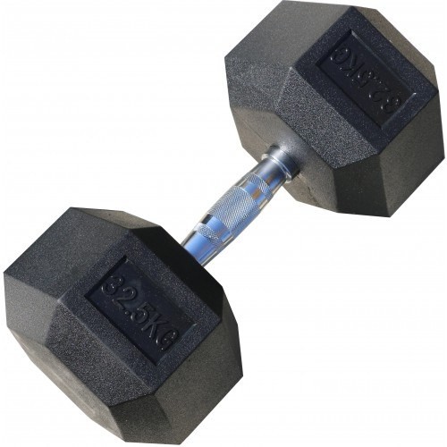 Гантель гексагональная обрезиненная, 32,5 кг.