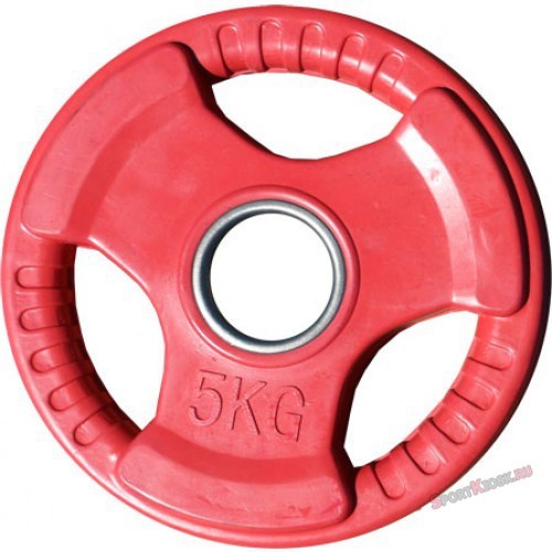 Диск обрезиненный цветной с 3-мя хватами д.51  5 кг