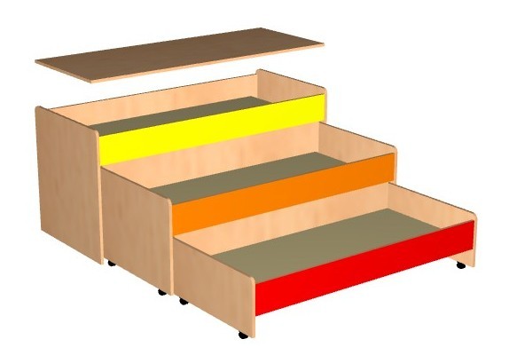 Кровать детская трехъярусная выкатная