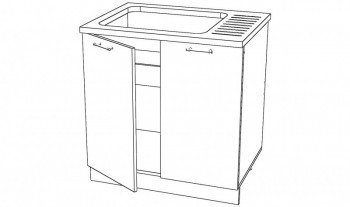 Тумба с накладной мойкой ЛЕВ/ПРАВ, МДФ Модерн