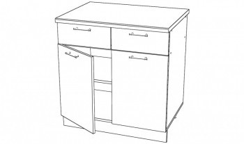 Тумба с полкой 2ящ., 2гл.дв., МДФ, фрезеровка 