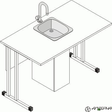 Стол ученический с керамической раковиной для кабинета физики, химии, 1200*700*760 мм
