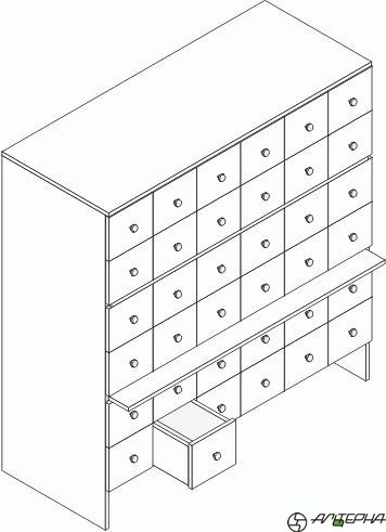 Шкаф картотечный, 36 ячеек