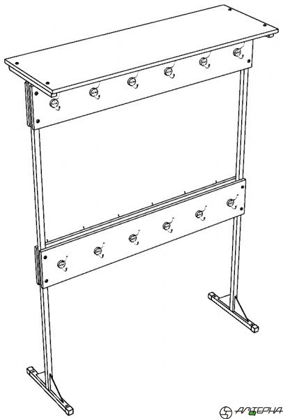 Вешалка напольная, двухсторонняя, 24 крючка,  1200*400*1700 мм