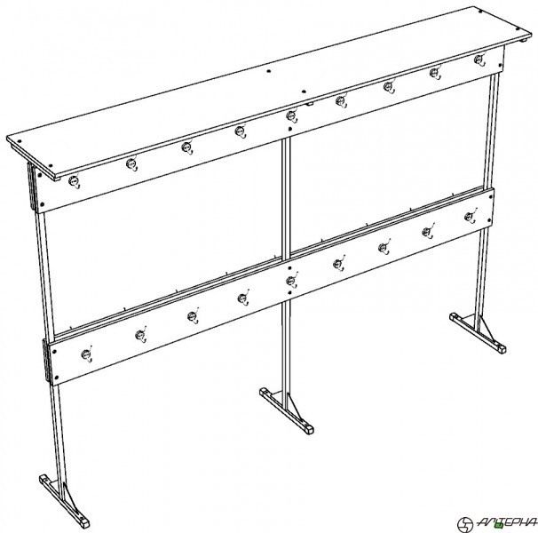 Вешалка напольная, двухсторонняя, 36 крючков, 2400*400*1700 мм
