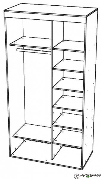 Каркас шкафа- купе   двухдверного, без софитов