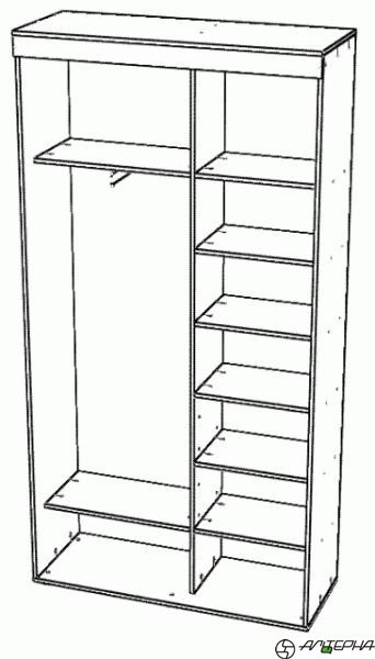 Каркас шкафа- купе   двухдверного, без софитов, 1200*470*2350мм