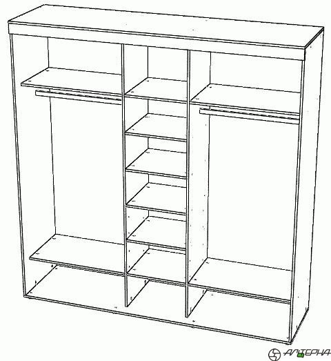 Каркас шкафа- купе  трехдверного, без софитов