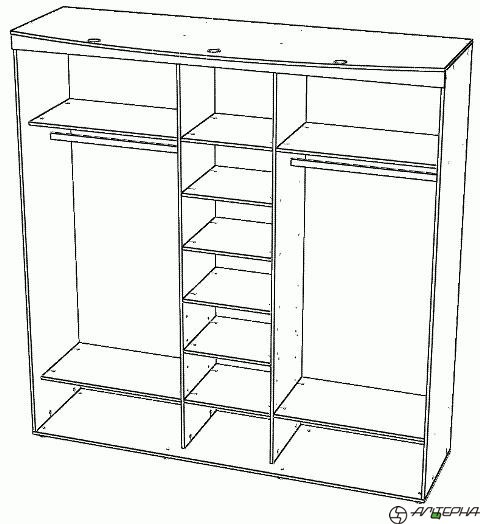 Каркас шкафа- купе трехдверного, с софитами