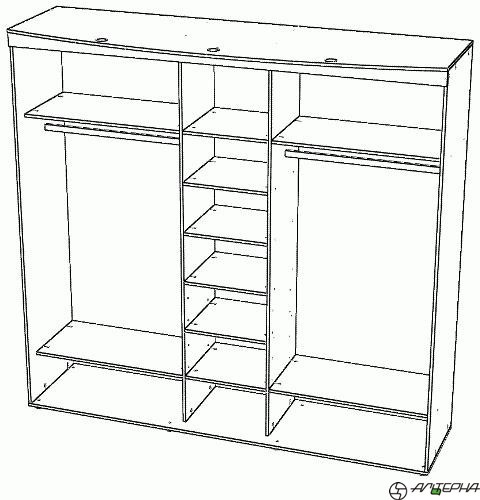 Каркас шкафа- купе трехдверного, с софитами