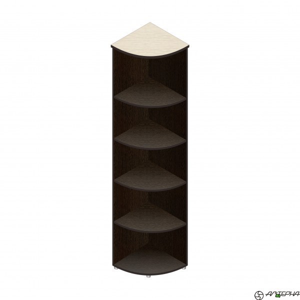 Шкаф для документов узкий высокий, угловой, открытый, регулируемые опоры, 414*414*1960 мм Серия Референт