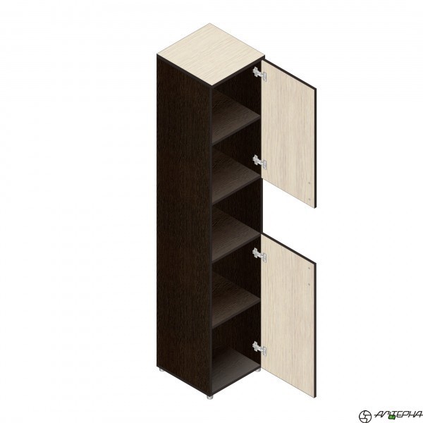 Шкаф для документов, верхняя дверка, ниша, нижняя дверка, 402*418*1960 мм  Серия Референт