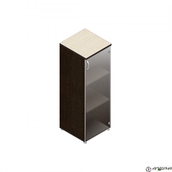 Шкаф для документов средний, стеклянная дверка, 3 полки, регулируемые опоры, 402*418*1192 мм Серия Референт