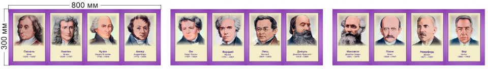 Стенд «Портреты выдающихся физиков», 3 стенда, 2400*300 мм