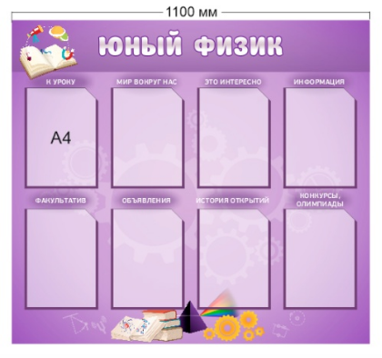 Стенд «Юный физик», 1100*1000 мм