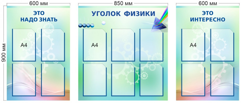 Комплект из 3 стендов для кабинета физики, 2050*900 мм